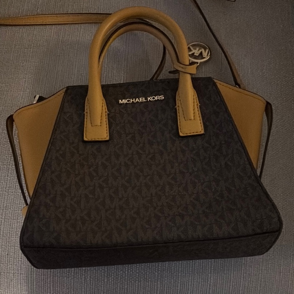Michael Kors Black and Tan Handbag